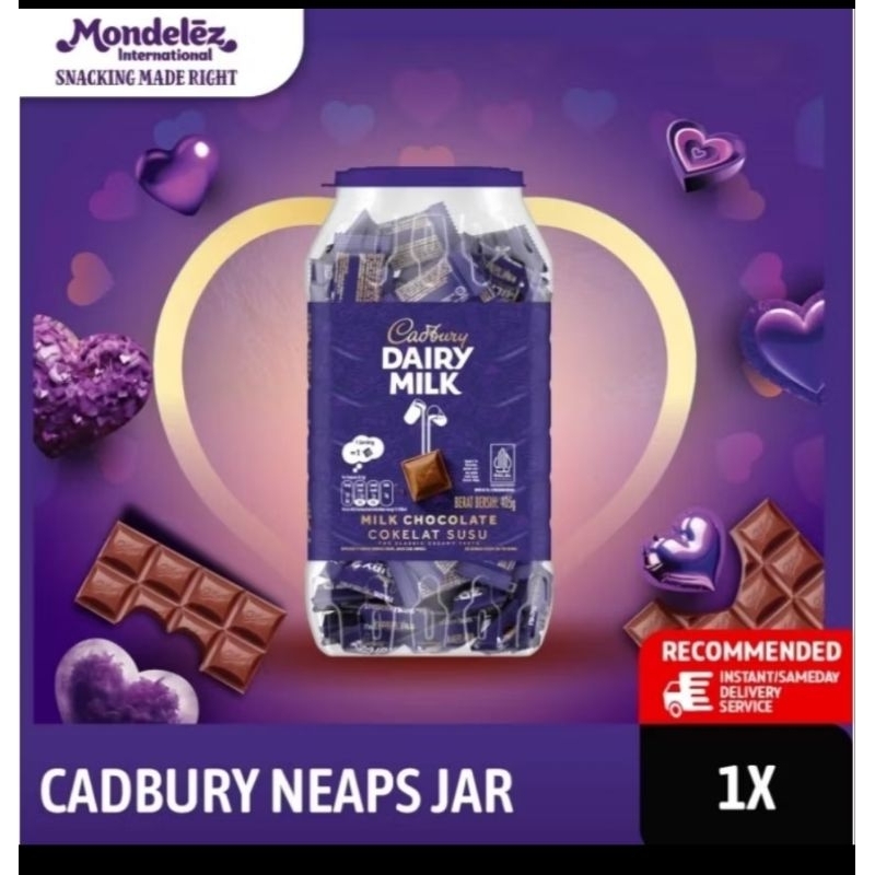 

Cadbury Dairy Milk Cokelat Neaps Jar isi -+ 90pcs Kemasan Baru