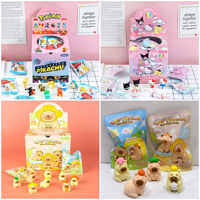 

[ORGM] Mainan Blindbox Blindbag isi Penghapus Karakter Capybara Pikachu Kuromi Souvenir Anak