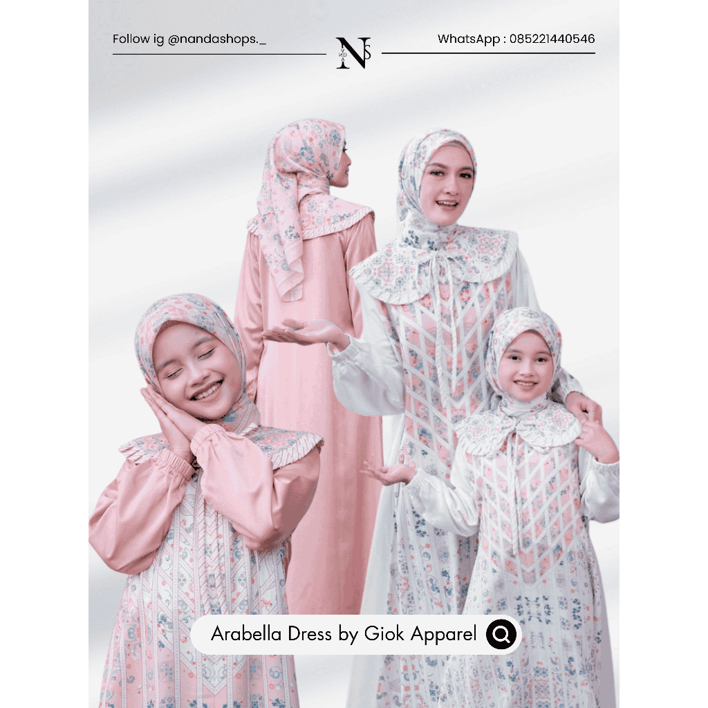Giok Scarf Apparel - Gamis Premium Printing Dewasa Anak - Arabella Series