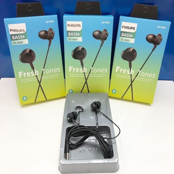 HEADSET HANDSFREE PHILIPS AT-059/SP-059 ORIGINAL EXTRA BASS+ IN-EAR AT059/SP-059 PACKING IMPORT