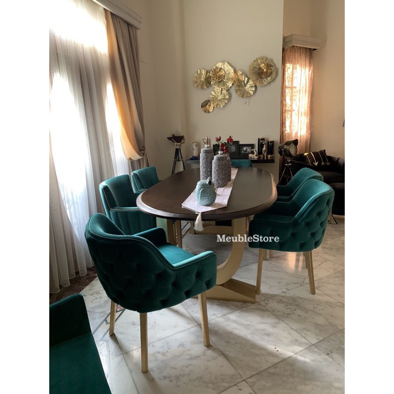 meja makan 6 kursi shabby meja oval minimalis modern