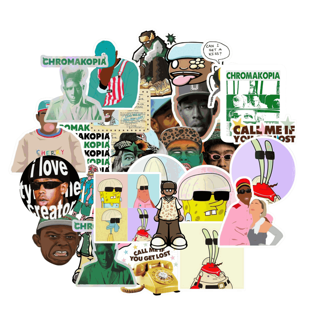 

Tyler The Creator Sticker Packs 30+ Pcs Anti Air Bahan Vinyl | Stiker Handphone / Ipad | Stiker Helm | Stiker Buku | Stiker Laptop