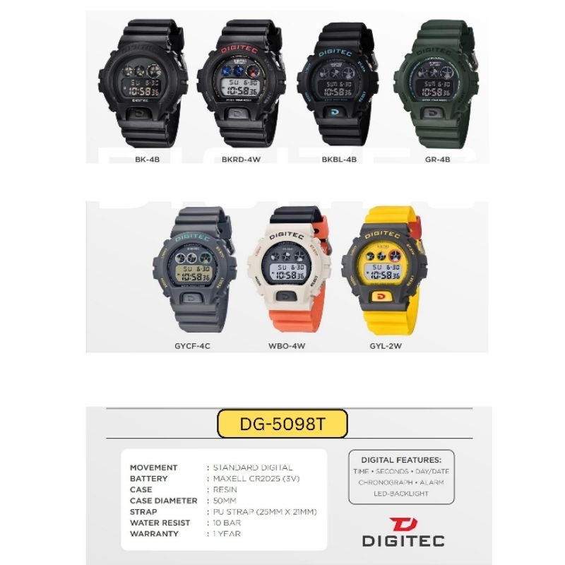 Jam Tangan Pria Digital DIGITEC 5098 5098T DG-5098T ORIGINAL Garansi Resmi