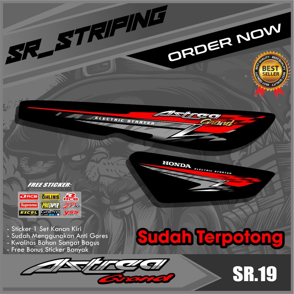 STIKER STRIPING VARIASI ASTREA HONDA GRAND / STICKER LIST MOTOR HONDA ASTREA GRAND SR.19