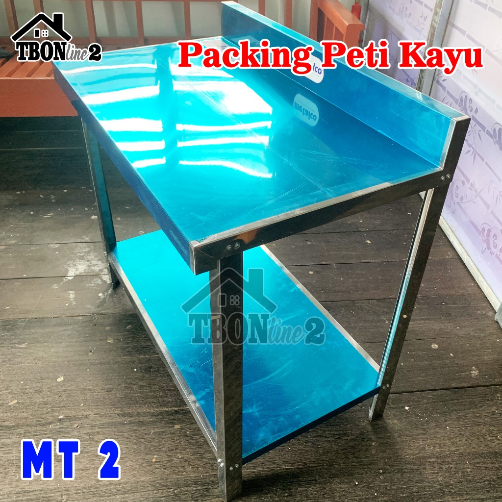 METALCO MT2 PACKING KAYU MEJA DAPUR 2 RAK STAINLESS STEEL KNOCKDOWN SYSTEM