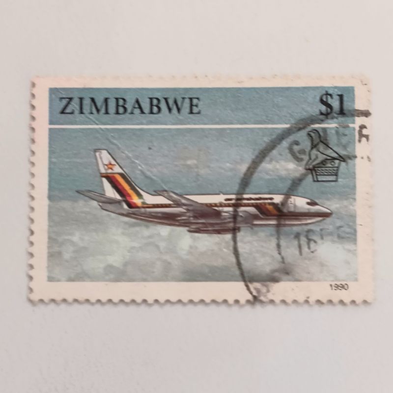 

(AA) Perangko Zimbabwe 1990 Animals, Hand Crafts and Transportation - Air Zimbabwe Boeing 737 1 dollar Zimbabwe Used