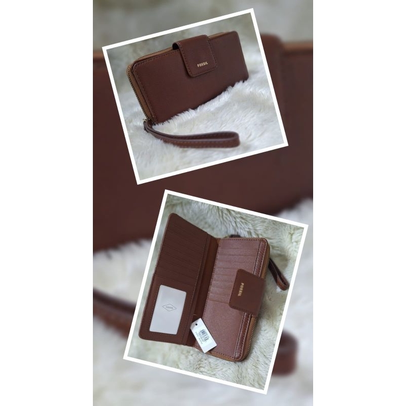 MADISON ZIP CLUTCH MED BROWN