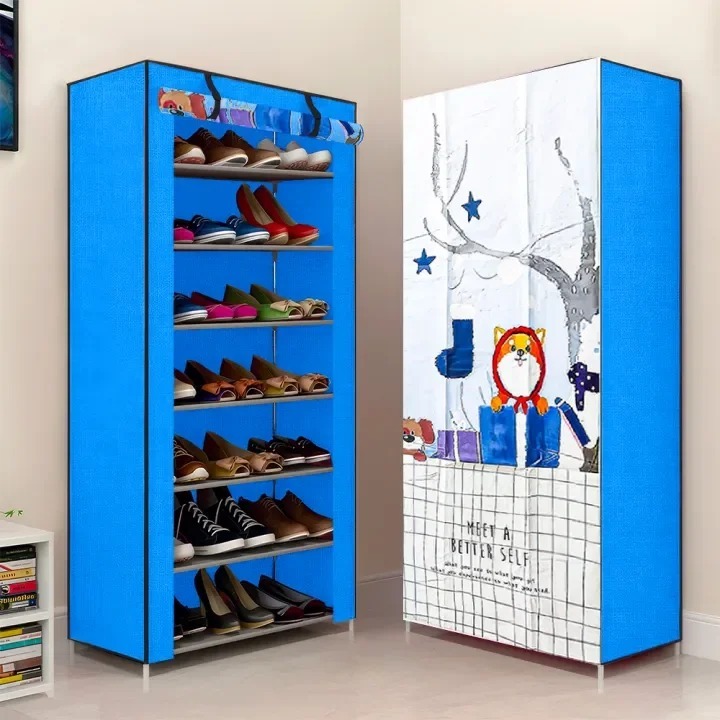 Rak Sepatu Anti Debu Tebal Shoe Rack Portable Rak Sepatu Kain ada Penutup Anti Debu