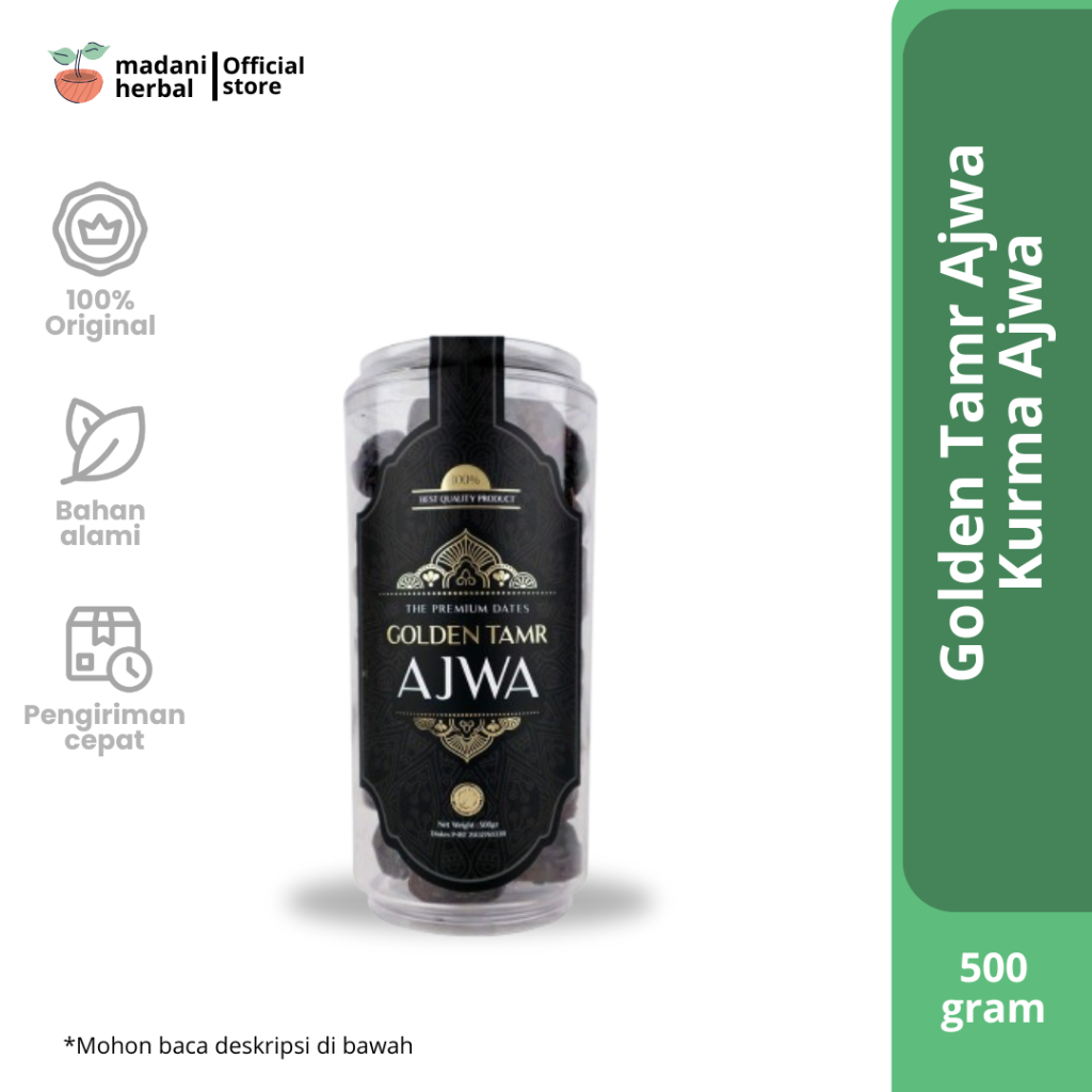 

KURMA AJWA 500GR - Kurma Nabi Asli Arab 500 Gram - Golden Tamr Ajwa