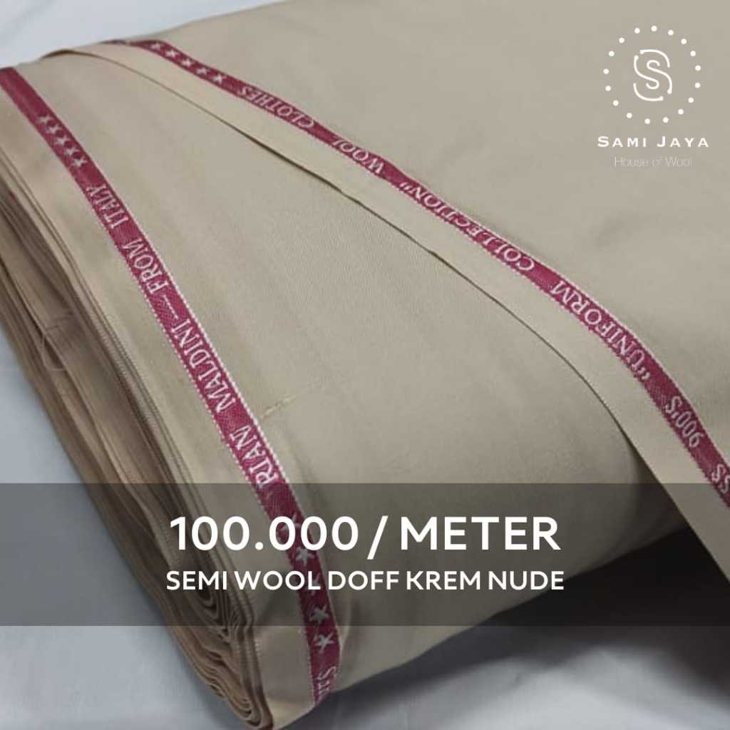 Kain Bahan Jas & Celana Wedding Semi Wool Doff warna KREM NUDE