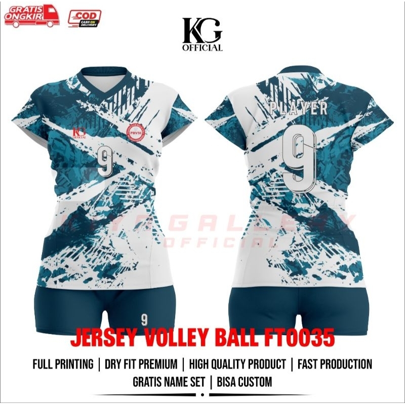 JERSEY VOLI WANITA FT0035 FULL PRINTING GRATIS NAMA DAN NOMOR