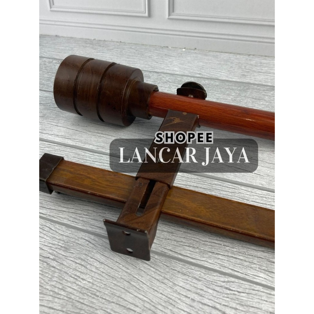 LANCAR JAYA Besi Gorden Urat Kayu Double Rollet Vitrase / Batang Horden Double Rollet Vitrase Tirai