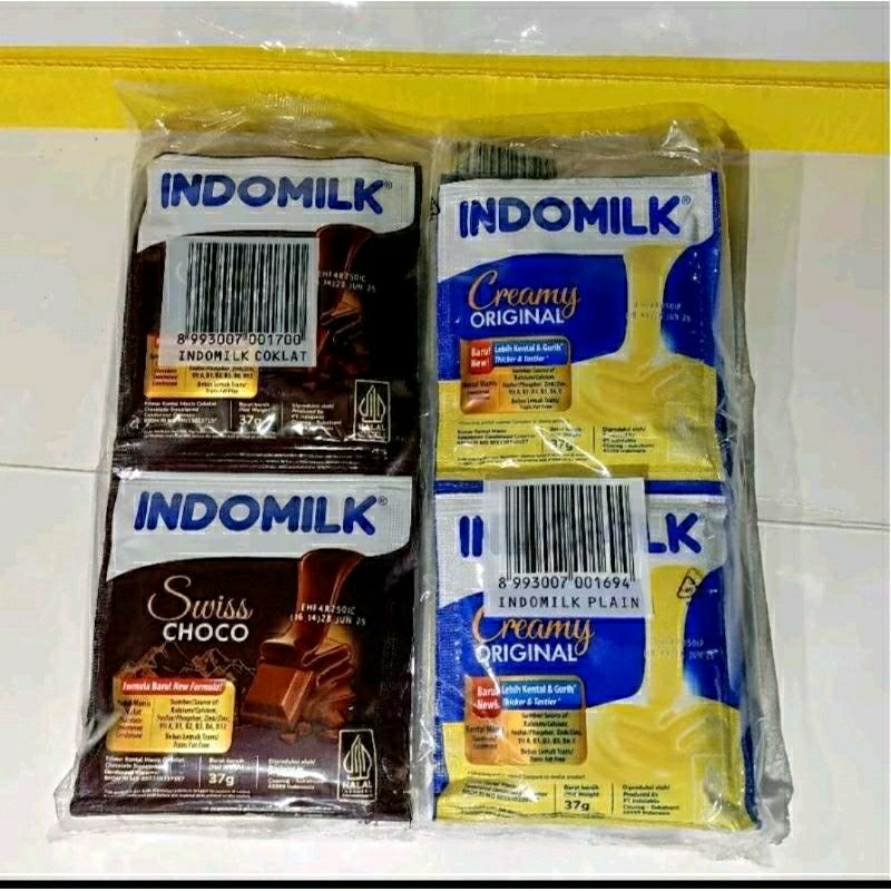 

3 pak ( 1 pak isi 6) INDOMILK RENCENG / INDOMILK SACHET / INDOMILK CREAMY / INDOMILK CHOCO SWISS