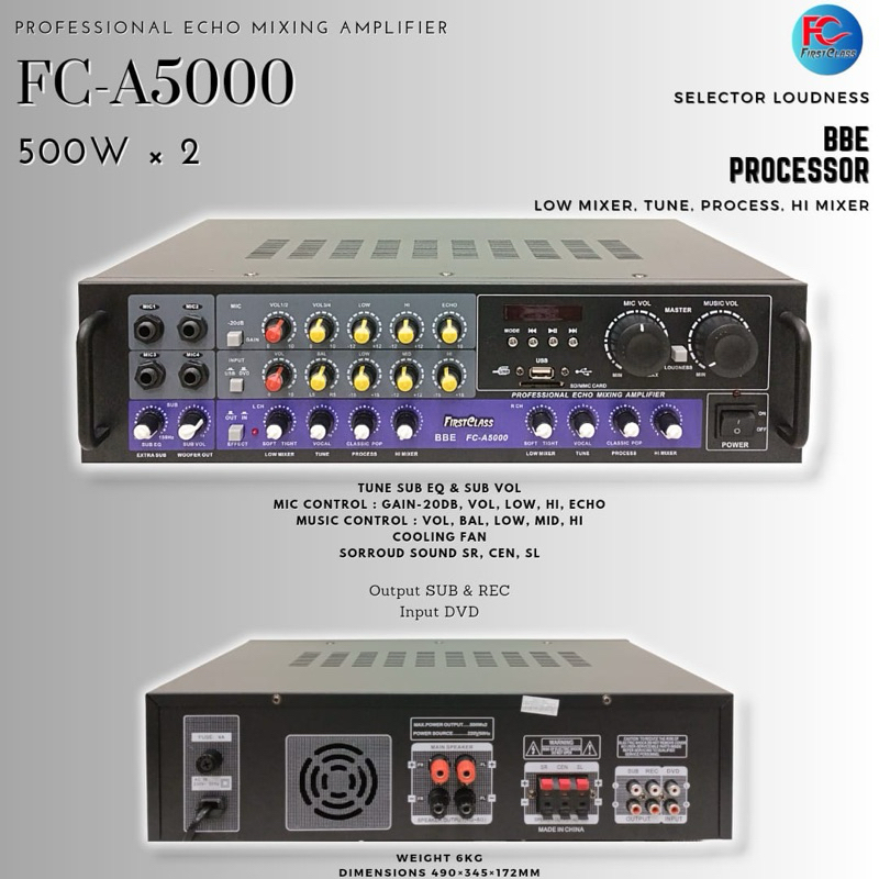 Amplifier Karaoke Firstclass FC A5000 / FCA 5000 / FC-A5000 Bluetooth BBE Tune Sub EQ