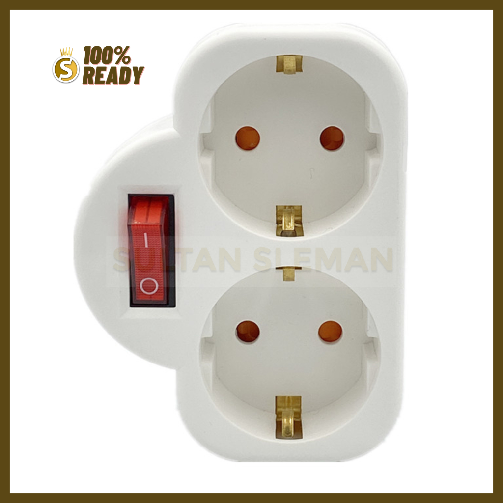 Steker Listrik 2 Lubang / Stop Kontak Steker 2 Lobang Switch On Off Colokan Listrik kaki dua On Off