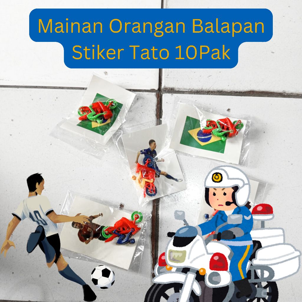 MAINAN ORANG ORANGAN BALAPAN STIKER TATO 10PCS