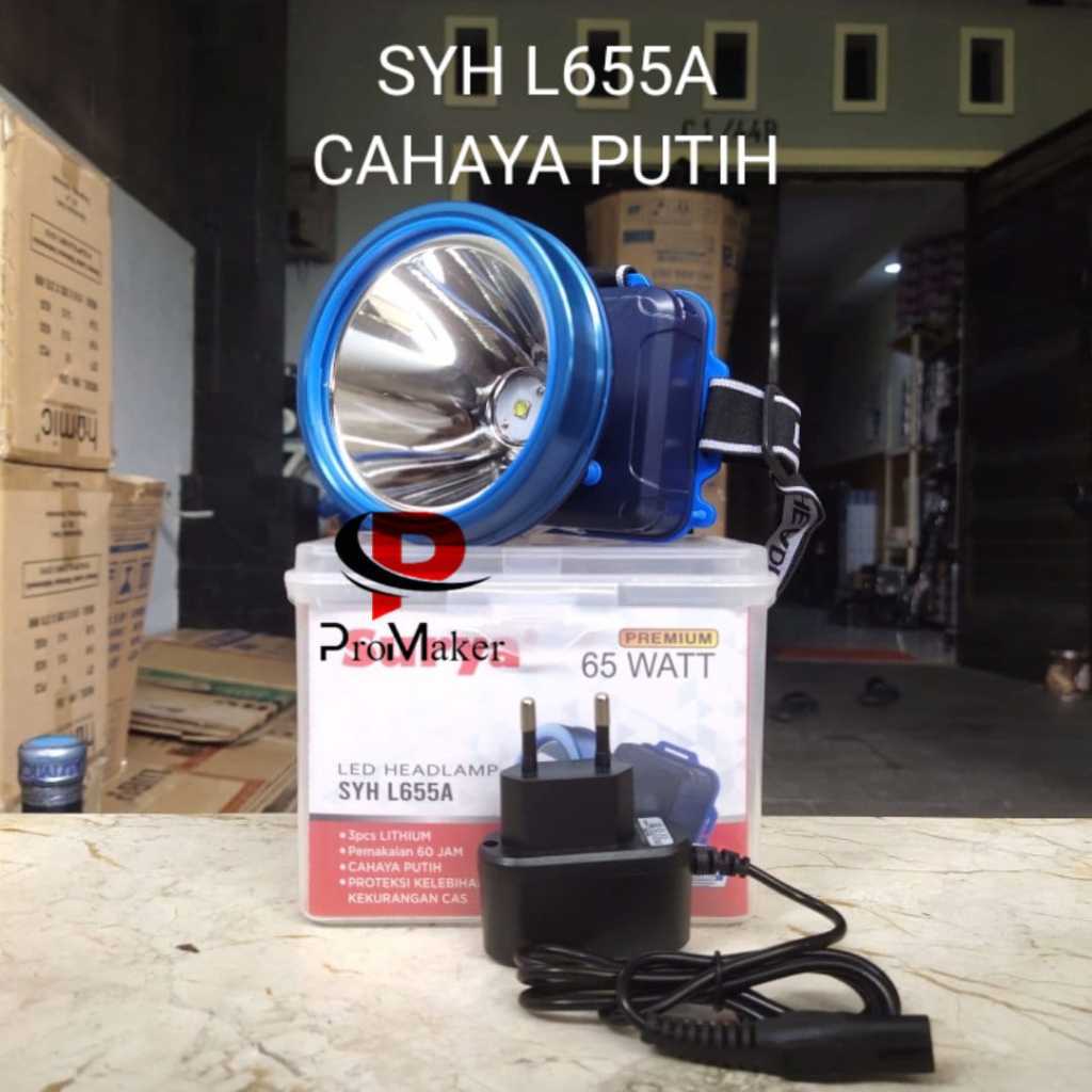 Senter Kepala Surya SYH L655A LED 65 Watt Cahaya Putih Rechargeable