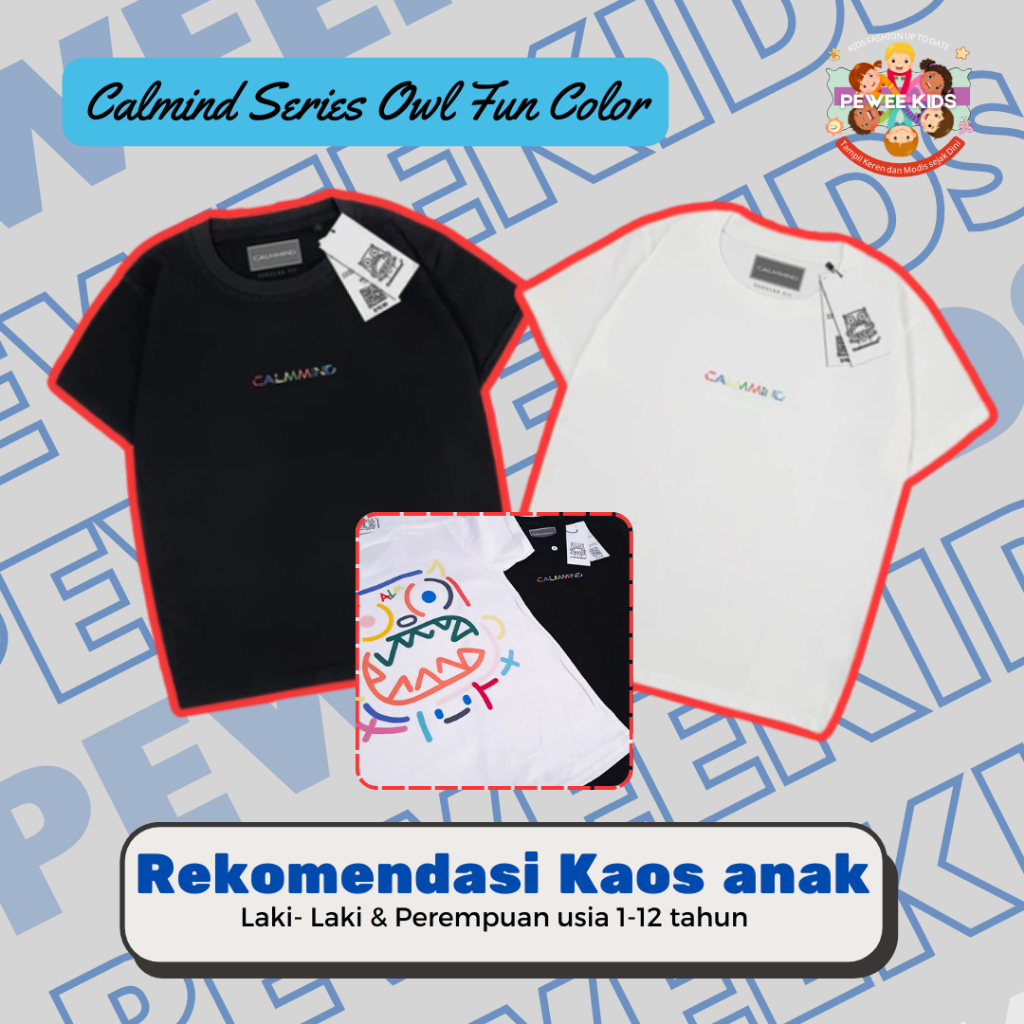 Pewee Kids Kaos Calmind Owl Adem Ready Size Tahun - 12 THN