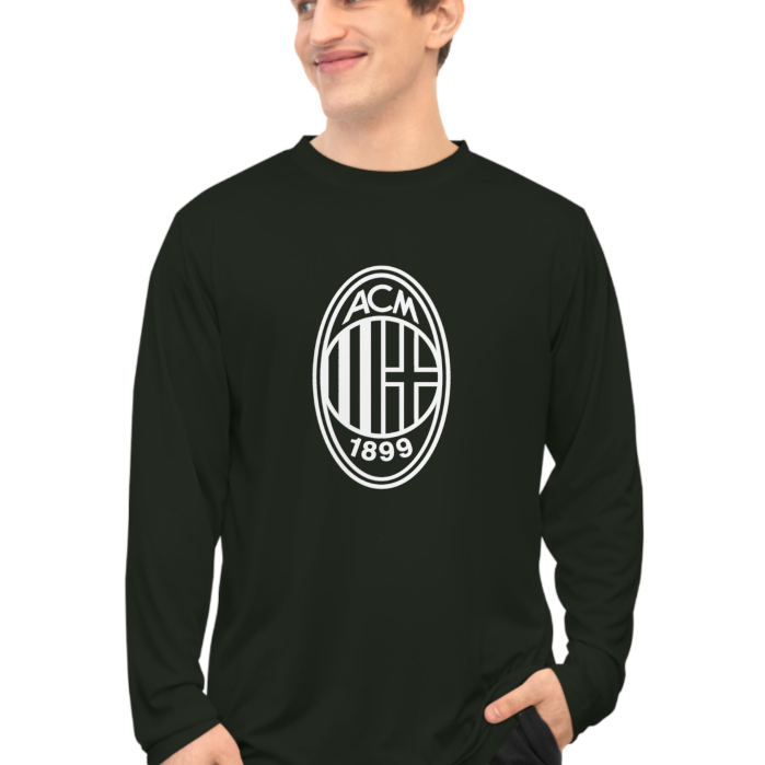 Kaos Lengan Panjang Pria Wanita Katun Combed - AC Milan Serie A Italia Logo