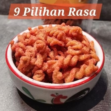 

Snack Cemilan Murah Makaroni Spiral Ulir Kriuk Renyah 9 Varian Rasa 100 gr