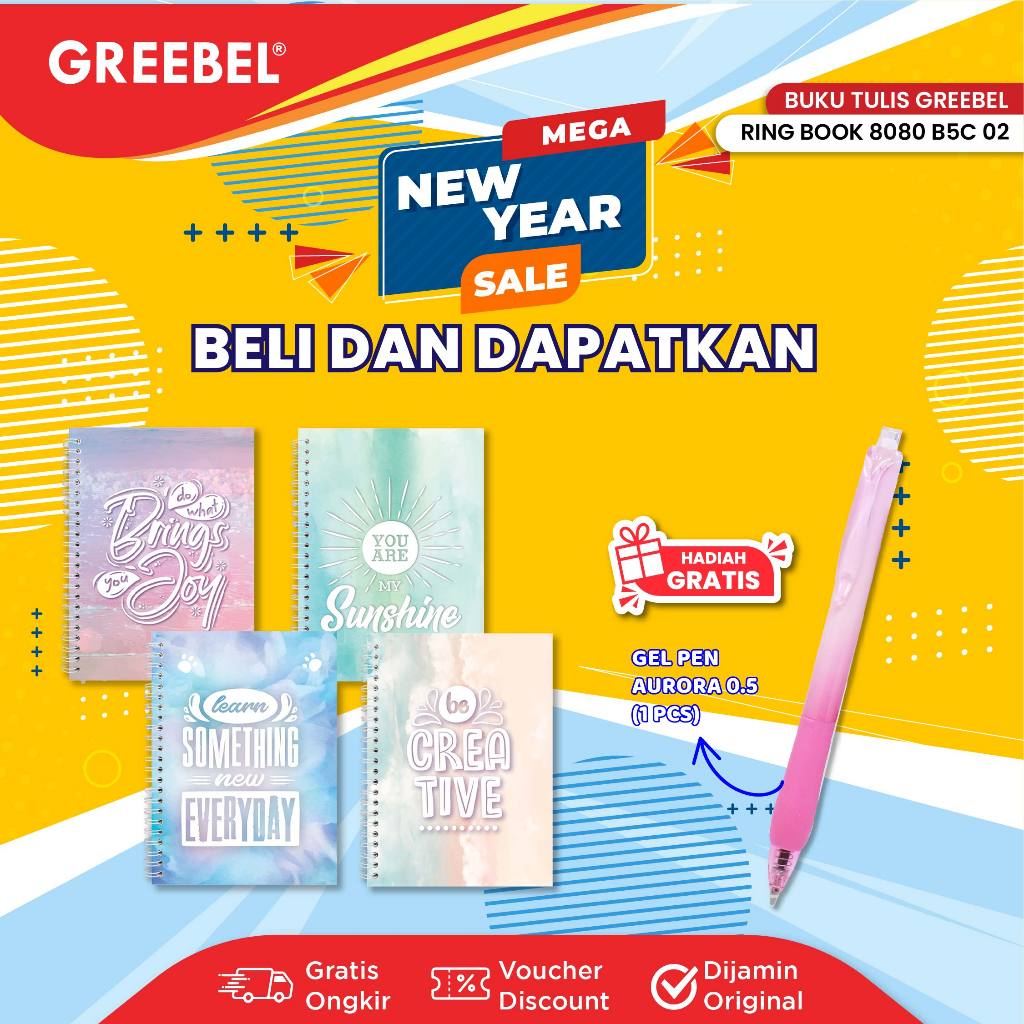 

GREEBEL Notebook Buku Tulis Ring (RING BOOK 8080-B5C-02) / Buku Tulis Catatan Notebook Buku Ring