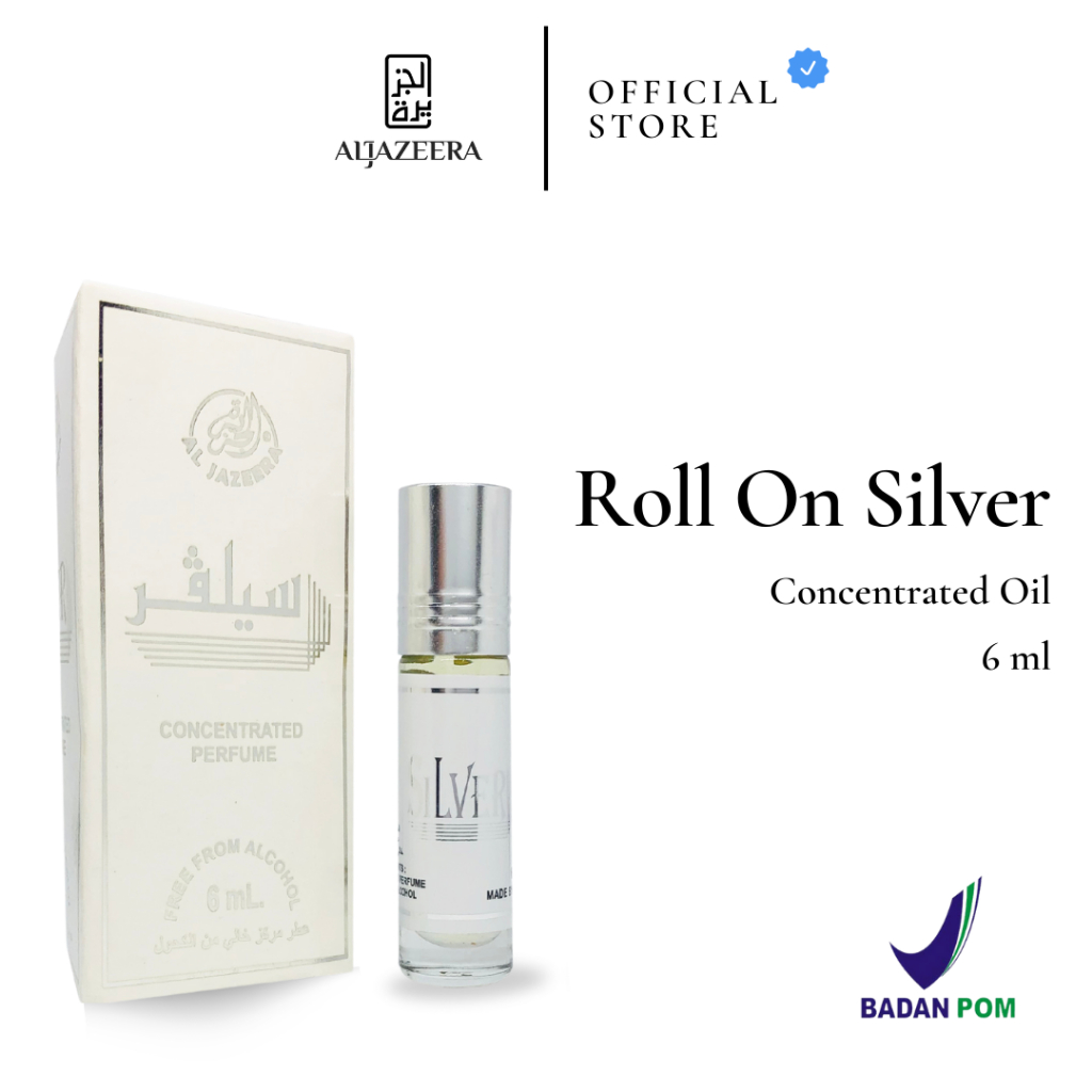 Silver Parfum Roll On Arab 6 ml Non Alkohol | Minyak Wangi Concentrated Oil | Original Segel Pabrik 