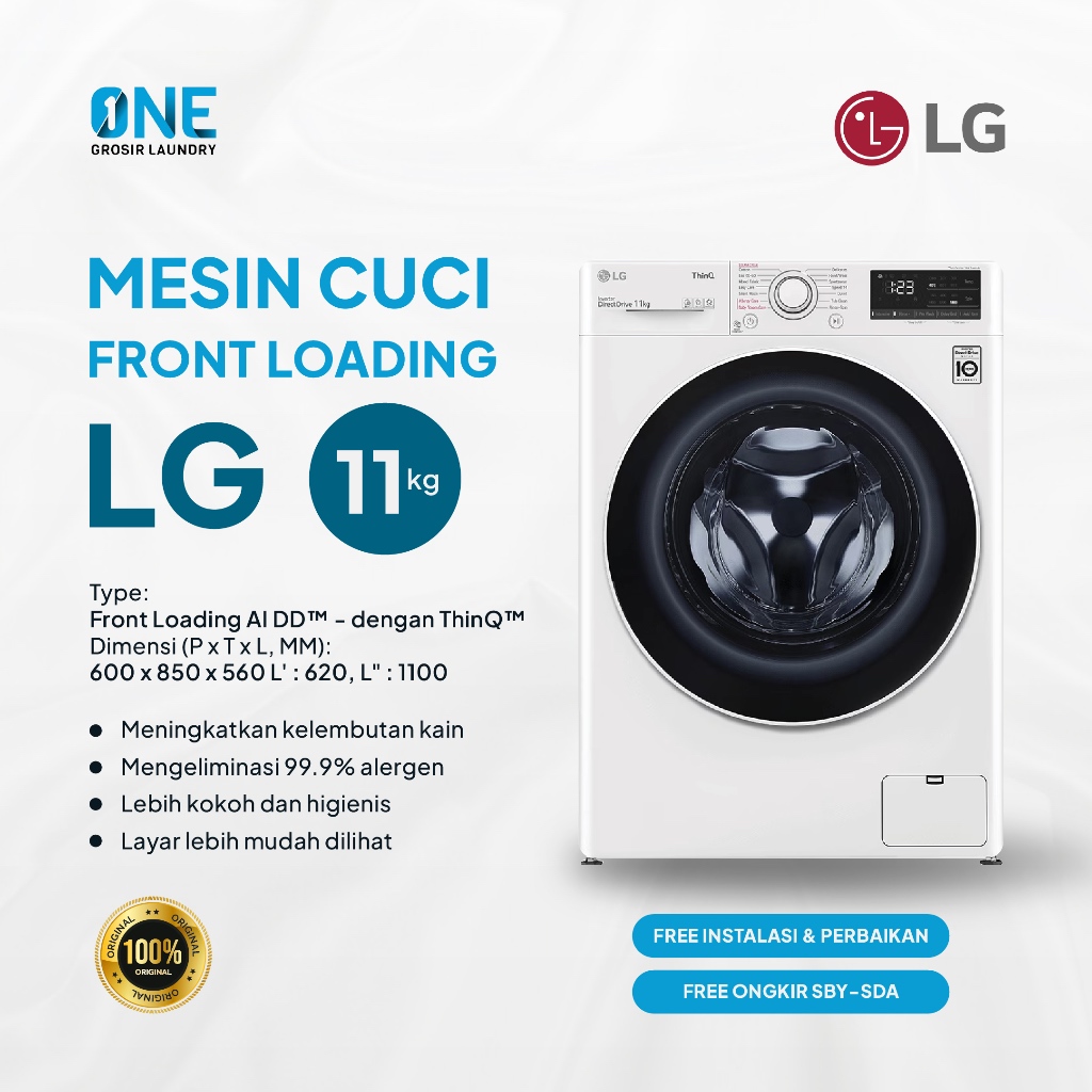 Mesin Cuci Front Loading LG Kapasitas 11-20 KG