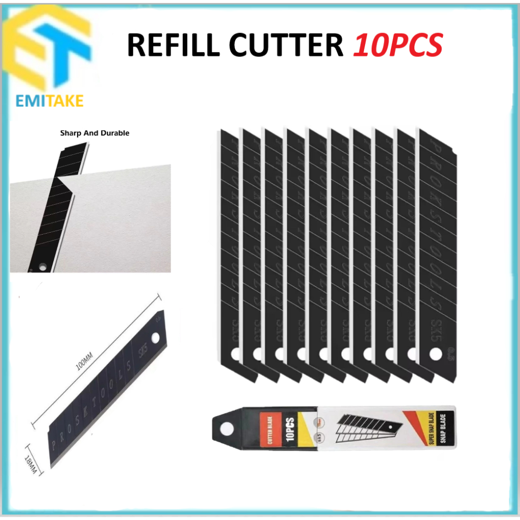 

Refill Cutter Besar 18mm Isi Ulang Cutter Isi 10pcs Mata Pisau Tajam dan Tahan Karat