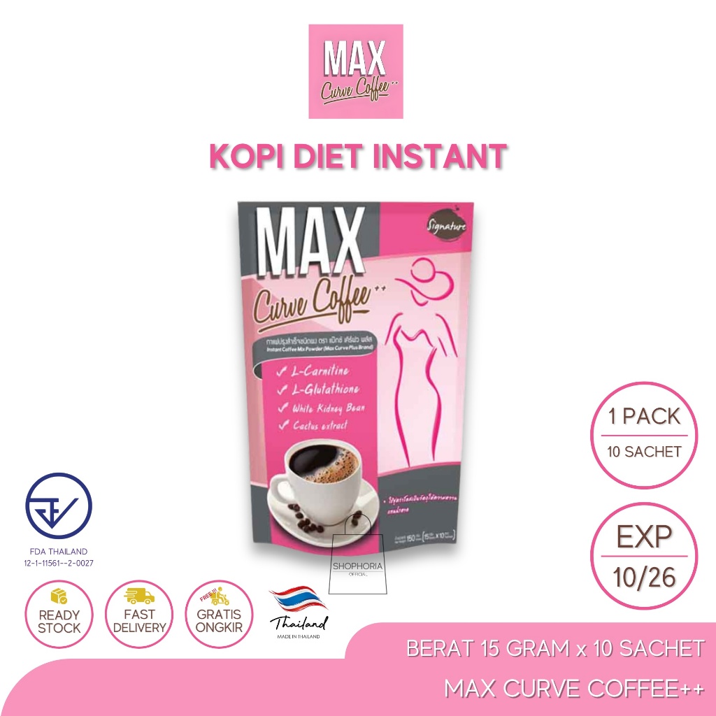 

Max Curve Instant Coffee 150 Gram Isi 10 Sachet Original Thailand Kopi Instan Diet Kurus Langsing