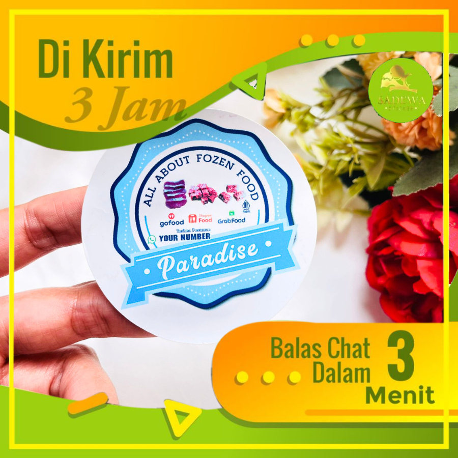 

5-8 Sadewa Sticker Vinyl Frozen Food Bulat Label Kemasan Makanan Simpan Beku Basah Diameter Sedang