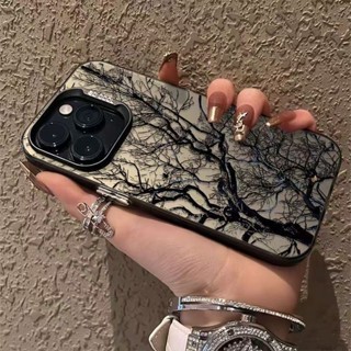 Case IMD Hybird Hologram Motif Sketsa Pohon Mati Eelegan Cocok Untuk iPhone 11/12/13/14/15/PRO/MAX/M