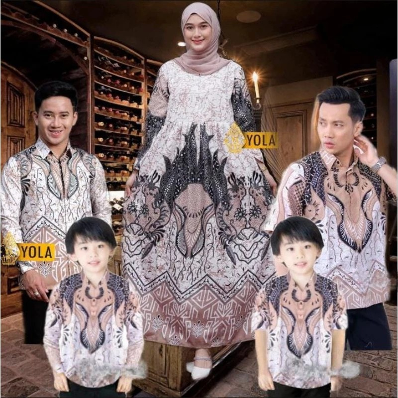 BAJU BATIK COUPLE AYAH DAN ANAK LAKI-LAKI MOTIF DASI COKLAT / BATIK COUPLE KELUARGA BAJU BATIK COUPL