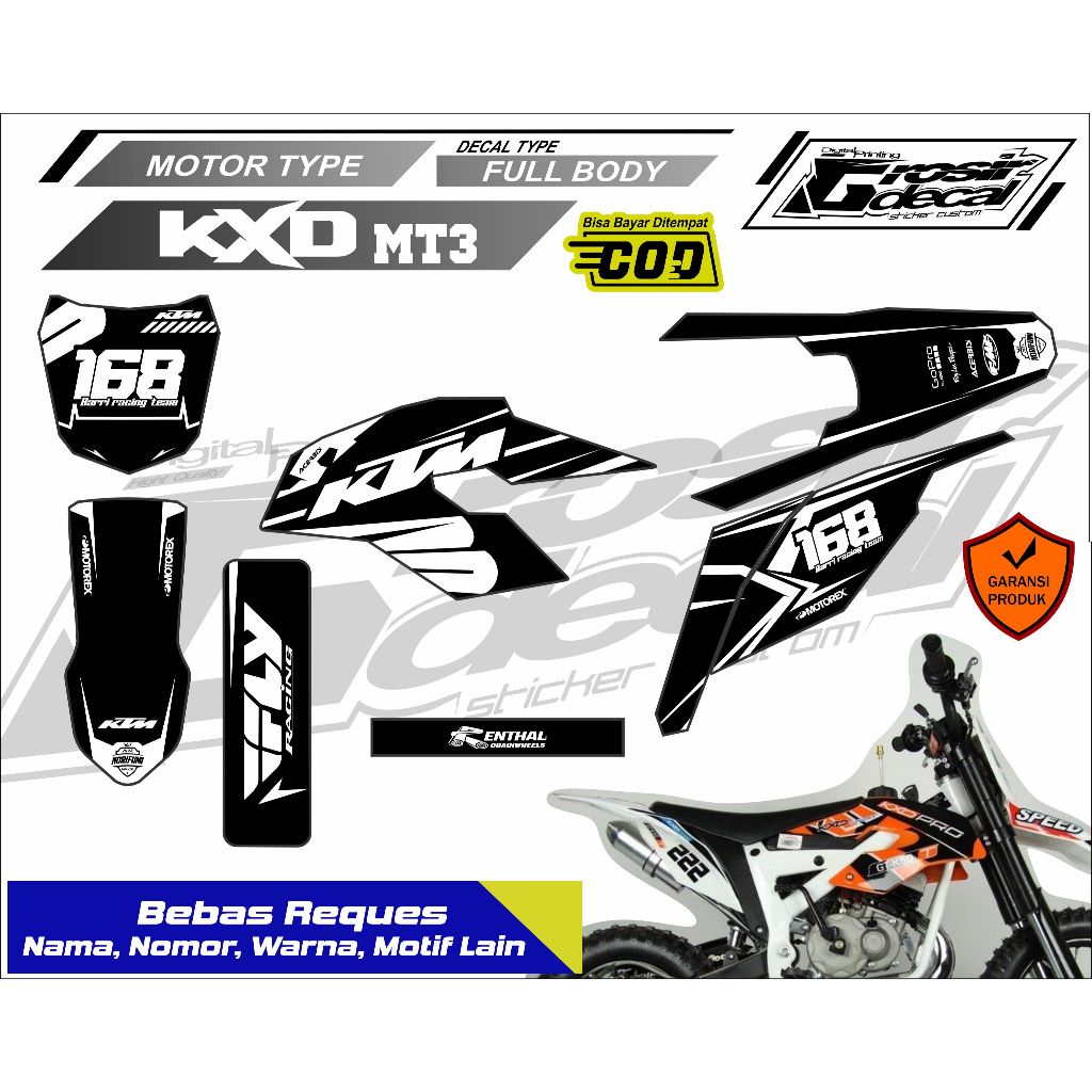 Decal Stiker Trail Mini KXD 50cc Full body Free Custom Sticker Trail Mini KXD MT3 Full body