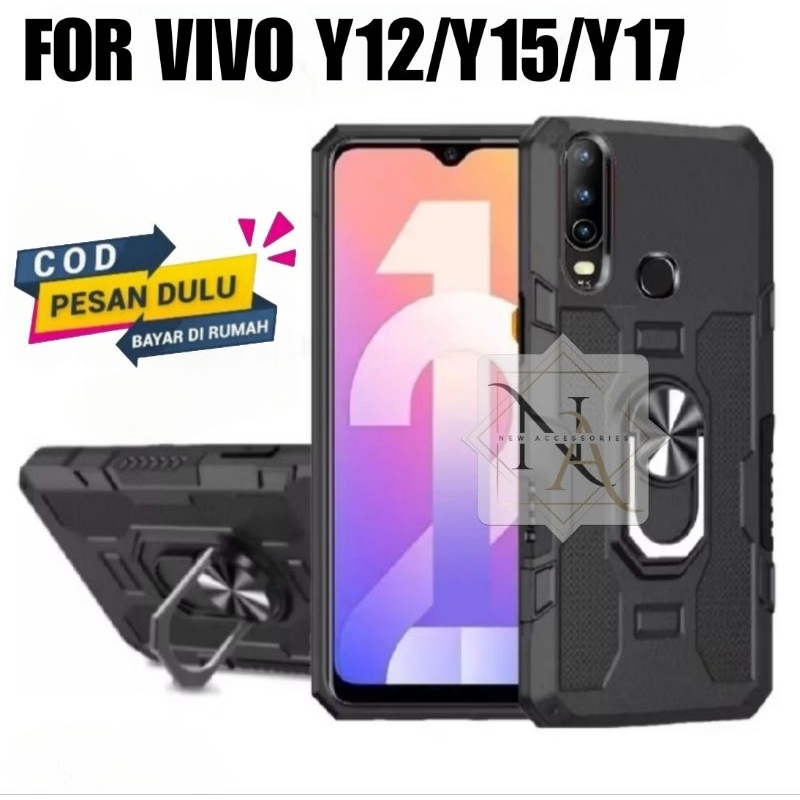 Casing Hp Vivo Y12/Y15/Y17 Hardcase Robot Armor Hit Ring Case Casing Standing Robot Premium