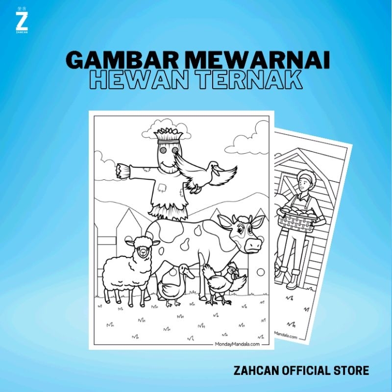 

Kertas Gambar Mewarnai A4 [ Hewan Ternak ]