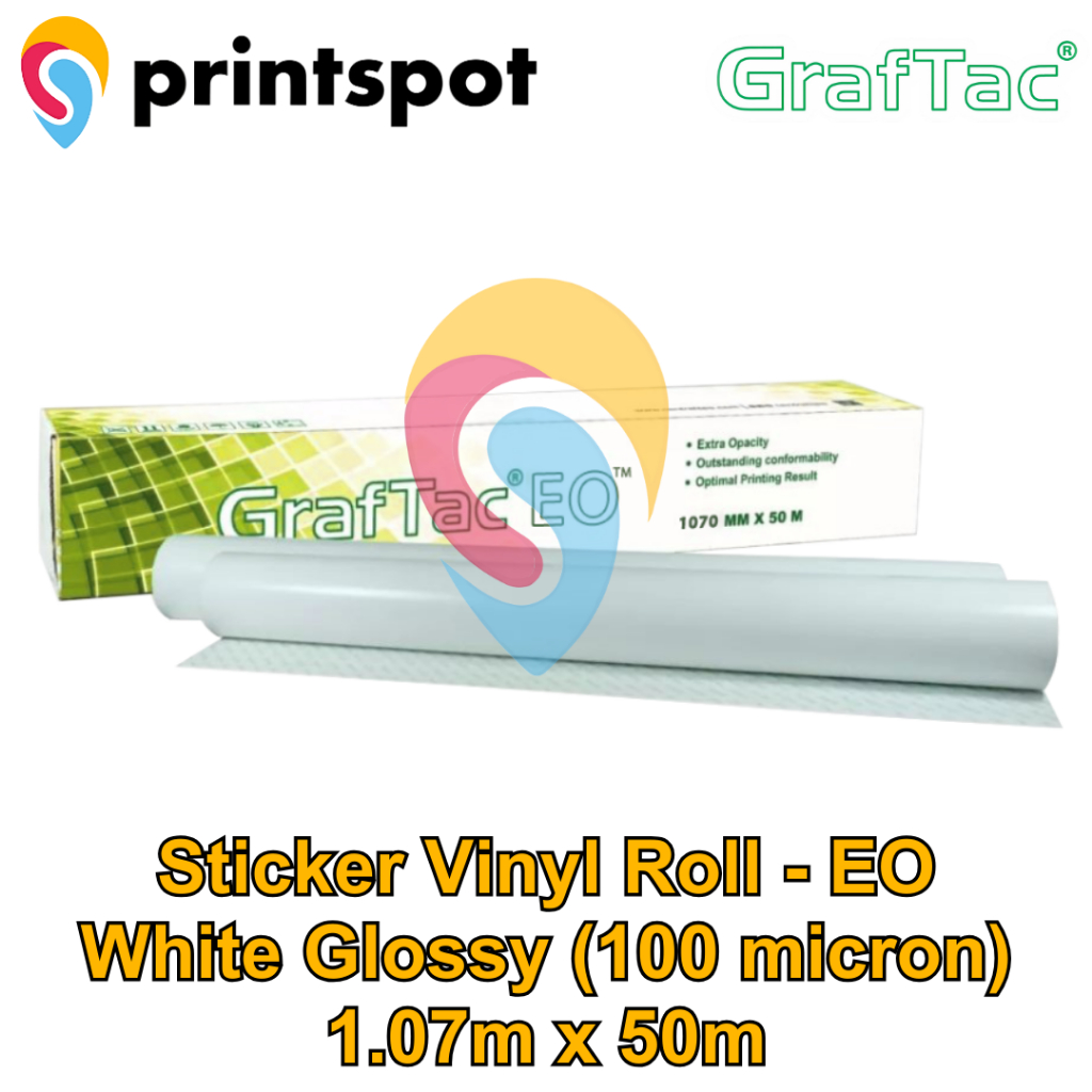 

GRAFTAC EO Sticker Roll Stiker Vinyl Digital Print Eco Solvent / UV Printing / Latex - Indoor/Outdoor Roll 1.07/1.27/1.52 m x 50 m
