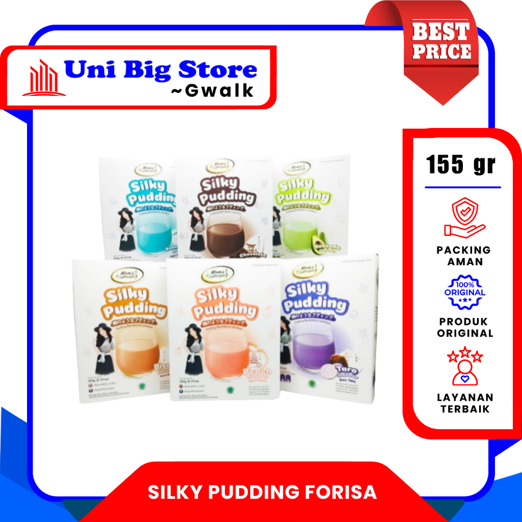 

SILKY PUDDING PUDING SUSU FORISA MOM'S RECEIPE COKLAT TARO BUBBLE GUM AVOCADO KOREAN STRAWBERRY BISCUIT PEACH LYCHEE - 155 gr