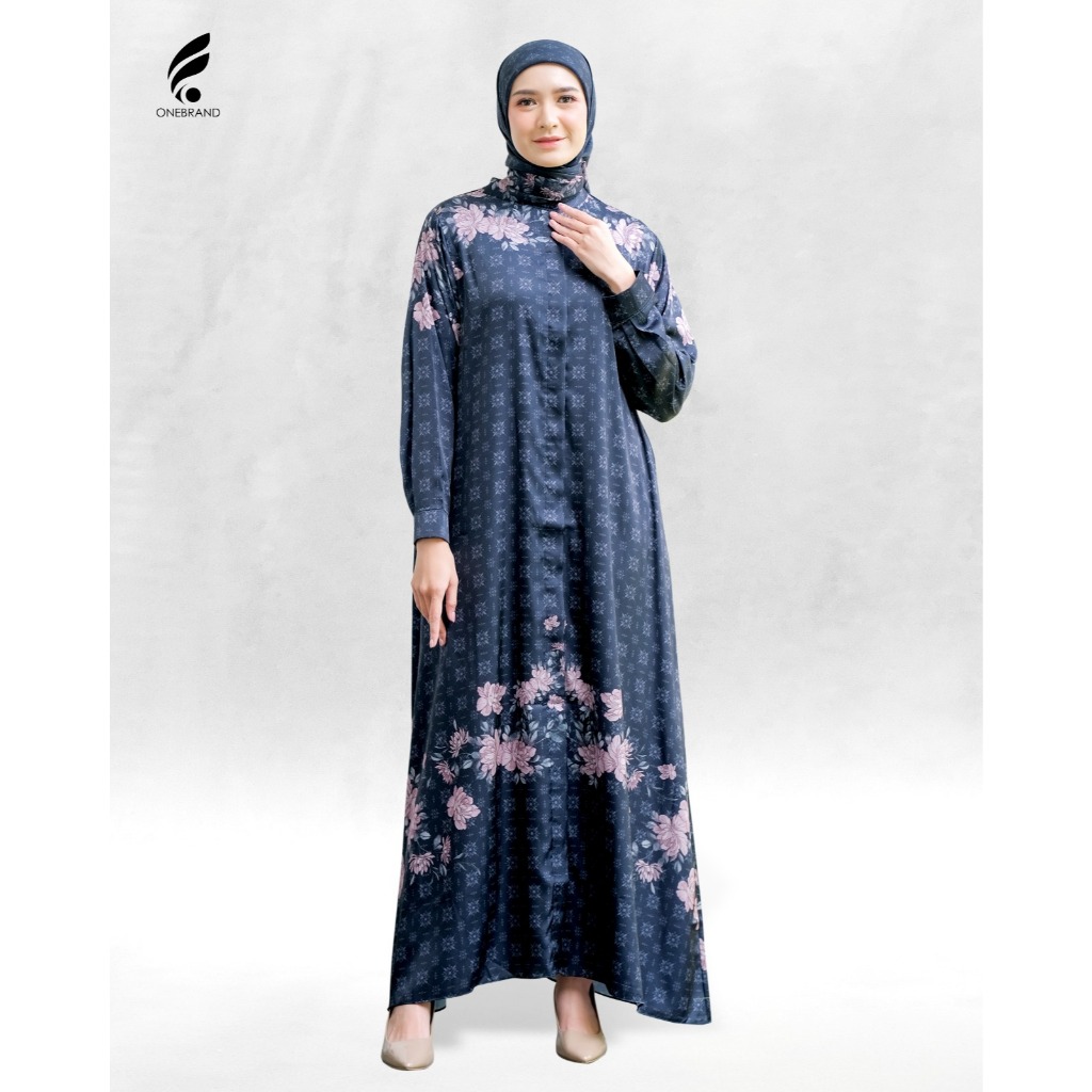 ONEBRAND Hijab SHAFA Dres Silk Gamis Dress Wanita Elegan Motif Modern - Busui Friendly, Casual
