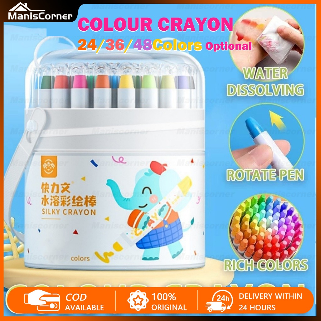 

【Ready Stock】Baru Crayon Putar Washable 36/48 Color Crayon for Kids Tidak Beracun Yang Dapat Dicuci Seni Gambar Pastel Minyak Crayon Tidak Kotor Ditangan Washable Non Toxic Krayon Anak-anak