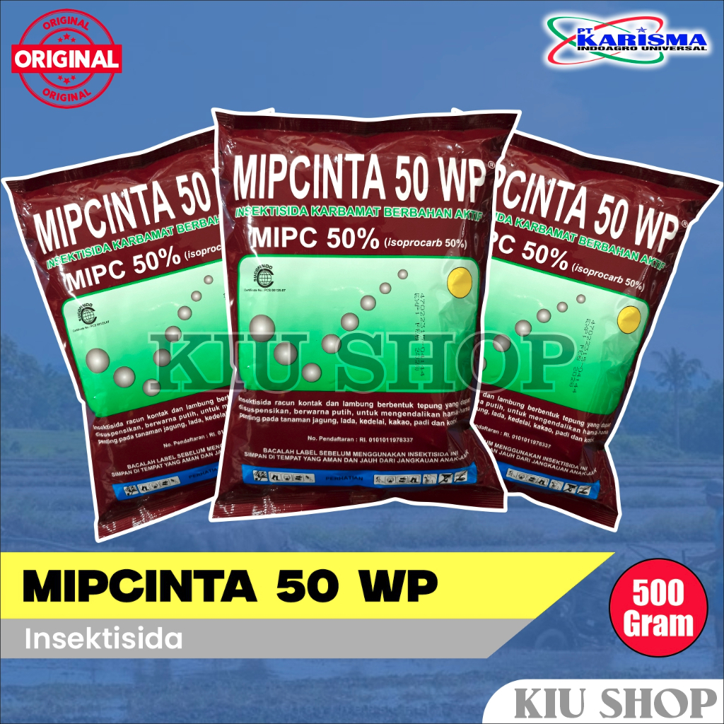 Grosir / MIPCINTA 50 WP - 500 Gram / Insektisida Hama Padi, Jagung, Teh, Kedelai, Kopi, Lada, Lamtor