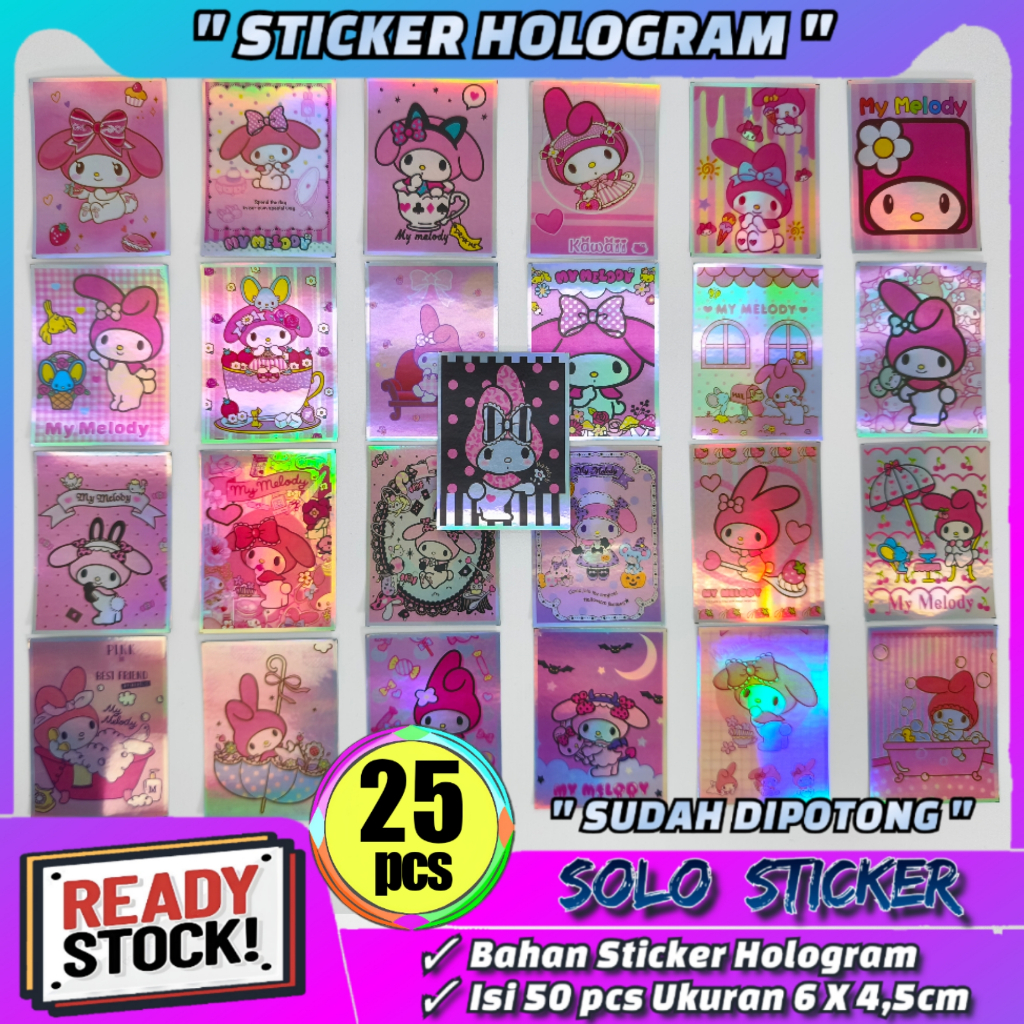 

25 pcs Stiker Sanrio Melody Hologram SUDAH DIPOTONG Waterprof Anti Air
