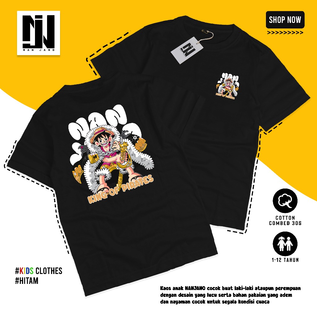 NanJano Kaos anak polos distro Laki laki / Perempuan kaos anak Usia 1-12 tahun Cotton combed 30s OP1