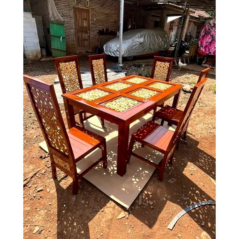 meja makan set meja makan kursi makan kayu jati set meja makan ukir kayu jati set meja makan murah