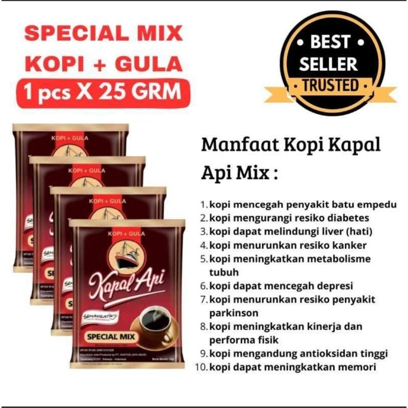 

Kopi Kapal Api Spesial Mix 25g | 2 Renceng isi 18 Saset