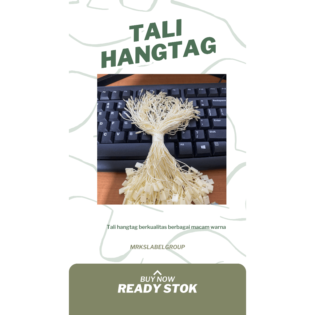 

tali tag warna cream (kuning muda)/tali loop pin/gantungan kertas ready stok