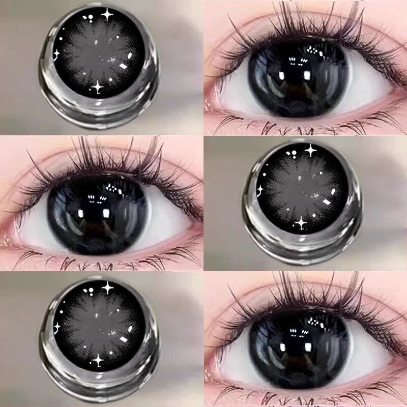 (COD) Softlens 15mm Mata besar Velvet Black Softlens tepi hitam tipis mencerahkan mata secara alami 