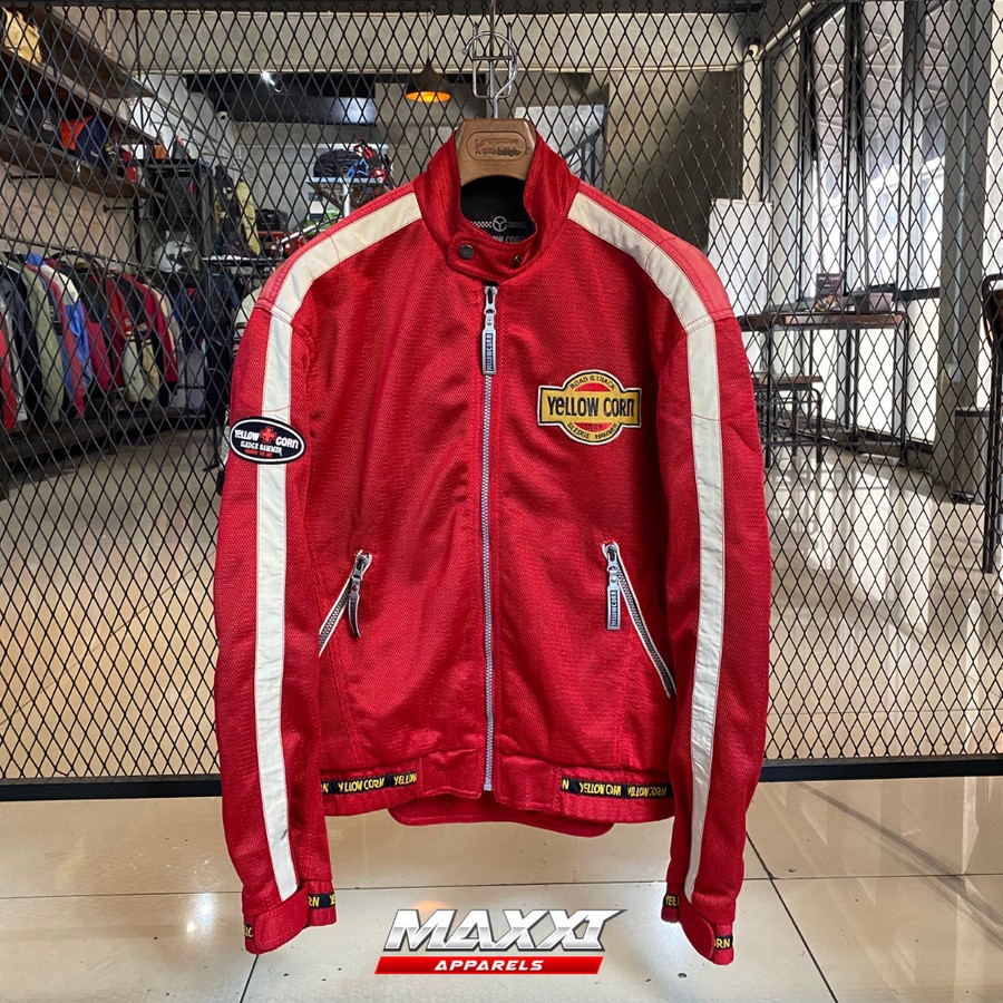 Jaket Motor Yellow Corn | Red YB 9105 | BB (75kg-82kg) | Original Yellow Corn Jaket Windproof