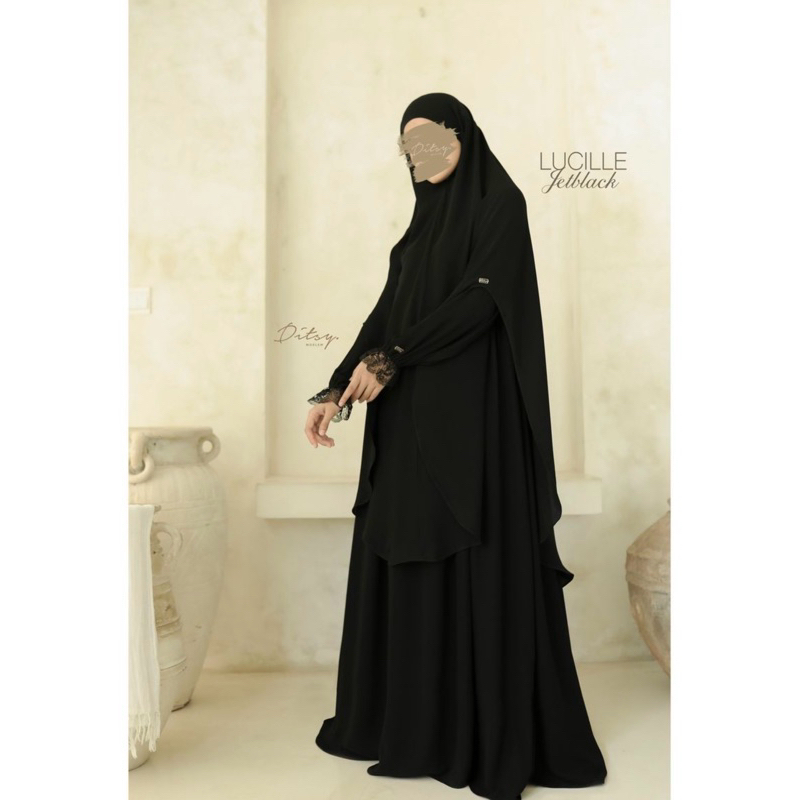 Ditsy New Lucilles Series Black M, Preloved French Khimar Army dan Satu Set Gamis+kerudung anak Atel