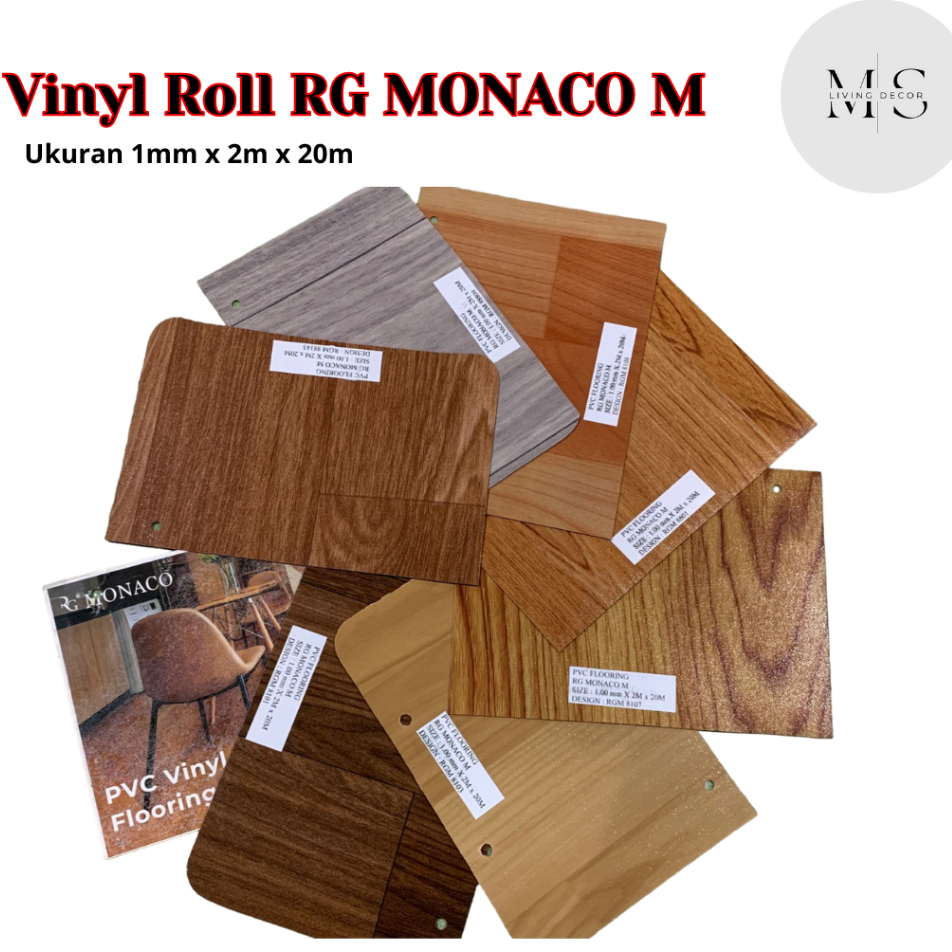 Karpet Vinyl Lantai Kayu Roll RG MONACO M Tebal 1mm Harga Per-Meter