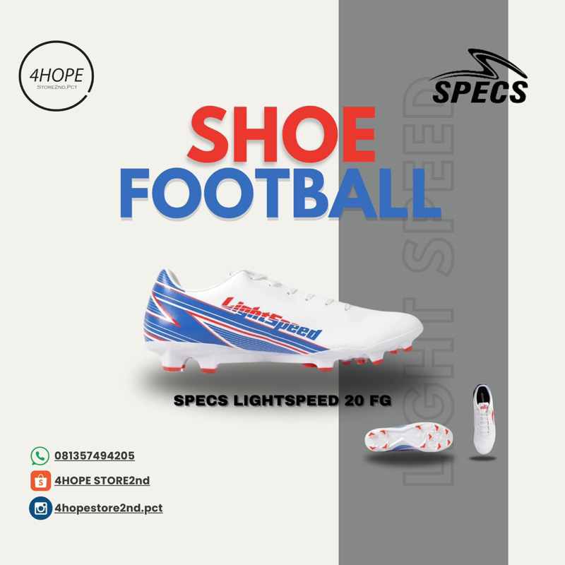 Sepatu Sepak Bola Specs Lightspeed 20 IN - White Palace Blue Original SPE1010396